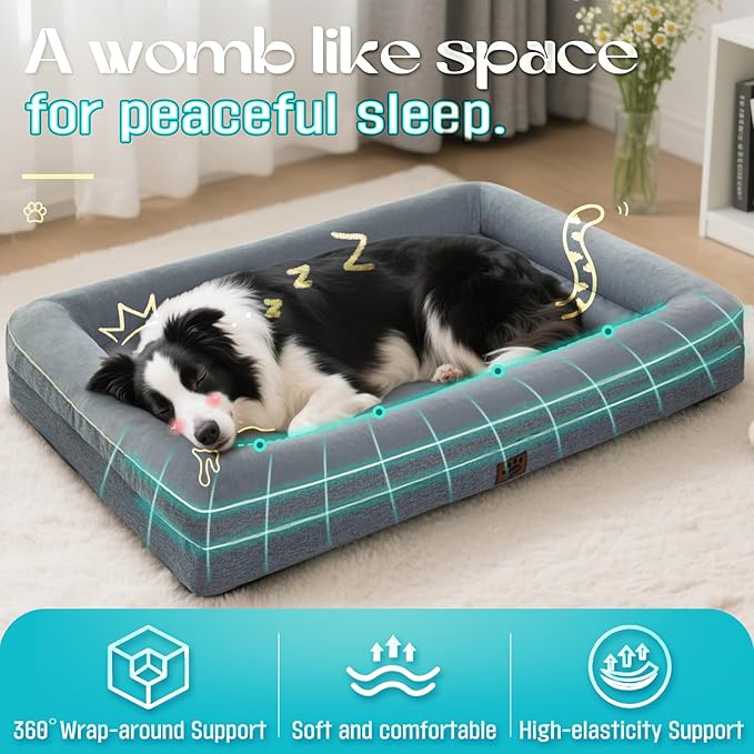 Waterproof Memory Foam Dog Beds for Small Dogs Non-Slip Orthopedic Dog Beds Washable Couch Pet Bed with Removable Cover (Grey, Small)