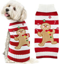 Dog Christmas Sweater Xmas Pet Clothes Cute Striped Gingerbread Man Costume Holiday Puppy Cat Jumpers Outfits New Year Gifts for Small Medium Large Dogs(Red Gingerbread Man,XS)