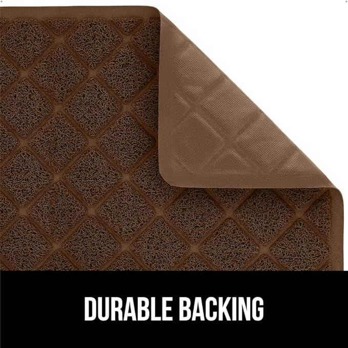 GORILLA GRIP Cat Litter Box Mat, 32x32, Water Resistant, US Designed Kitty Litter Trapping Mats, Easy to Clean, Scatter Control, Less Mess and Clean Floors, Kitten Supplies for Indoor Cats, Brown