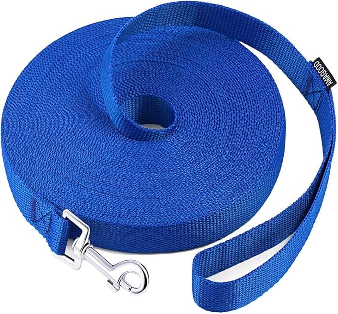 AMAGOOD Dog Leashes Heavy Duty 15ft 20ft 30ft 50ft 100ft Long Leashes-for Training,Tie Out(100Feet x 1Inch,Blue)