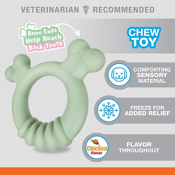 Nylabone Sensory Material Soothing Puppy Chew Toy Bundle, Toys for Teething Puppies, Peanut Butter and Chicken Flavor, Small - Up to 25 lbs, 2 Pack