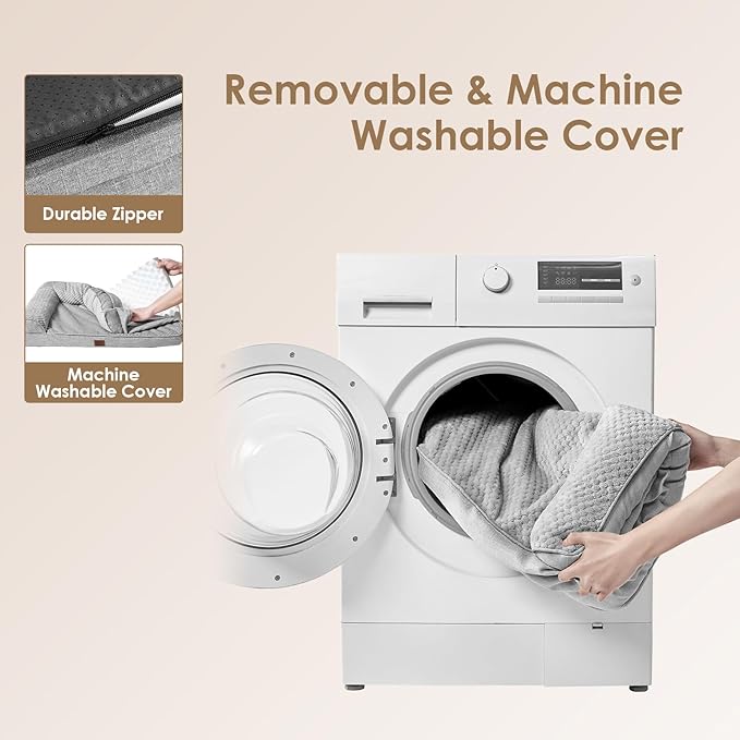 EHEYCIGA Large Dog Bed Memory Foam for Crate, Orthopedic Dog Bed Large Size Dogs with Washable Removable Cover, Waterproof Pet Sofa Couch with Nonskid Bottom, 35x22x6, Grey