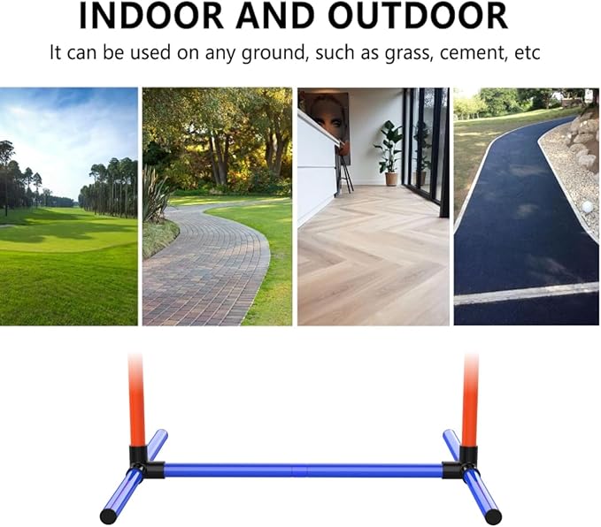 Dog Agility Training Jumping Hoop for Small Medium Dogs, Adjustable Height Pet Exercise Equipment for Outdoor Backyard (Weave Poles)