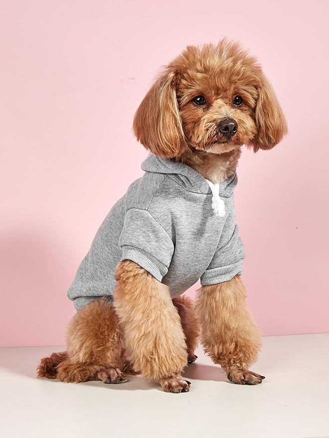 QWINEE Basic Dog Hoodie Sweatshirt Puppy Sweater Warm Cat Costumes Pet Clothes for Chihuahua Puppy Kitten Small Medium Dogs Black Green and Grey X-Small