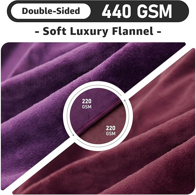 LOOBANI Waterproof Blanket for Bed: Reversible Soft Flannel Queen Bed Blanket 80" x 90", Waterproof Dog Blankets for Large Dogs, Spill-Proof Cover for Furniture Protection, Movie Time, Purple