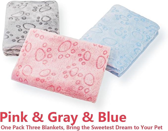 LeapSheep Pet Blankets for Dogs Cats - 3Pack Heart Pattern Super Soft Fluffy Dog Blankets for Small Medium Large Doggy Kitten (Light, Medium)