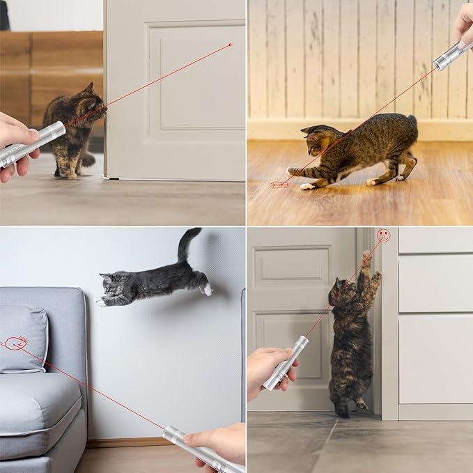 TBTeek Cat Toys, Rechargeable, 3 Light Modes & 5 Adjustable Patterns, Portable Interactive Kitten Pet Dog Cat Mouse Toy for Fun Chase Play Exercise（3 Pack）
