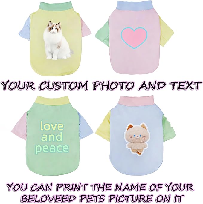 Custom Dog Shirt,Personalized Pet Apparel with Name Text Photo Image,Lightweight Breathable Puppy Kitten Cotton Vest for Small Medium Large Dogs Cats,Puppy Gift (Dopamine Blue, Large)