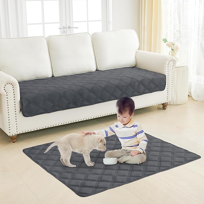 Smiry Waterproof Dog Bed Cover Blanket 40x70, Soft Reversible Pet Blanket, Washable Leakproof Cats Dogs Couch Cover for Sofa, Couch, Furniture, Dark Grey/Dark Grey