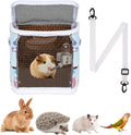 Guinea Pig Carrier Bag with Water Bottle，Travel Portable Small Animal Carrier Sling Pouch, Clear Window Carrier Backpack for Hamster Bunny Gerbil Hedgehog Sugar Glider Lizard Bird.(Blue)