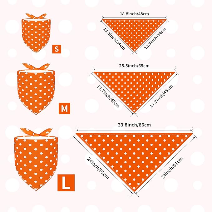 30 Pcs Polka Dot Dog Bandanas for Small Dogs Medium Stitch Dog Bandana Bulk Reversible Print One Side Large Polyester Scarves Party Grooming M