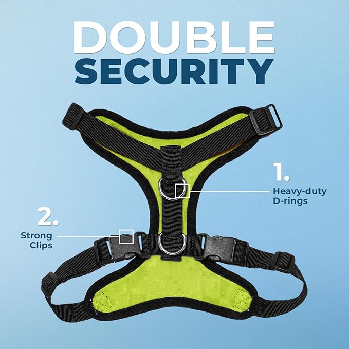 Voyager Step-in Pet Harness - All Weather Mesh, Adjustable Step in Harness for Cats and Dogs by Best Pet Supplies - Lime Green/Black Trim, XS
