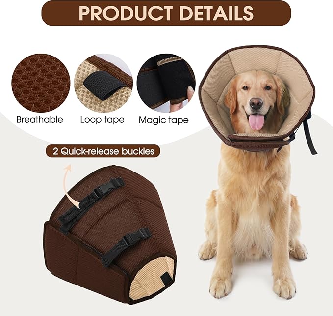 Dog Cone Collar After Surgery for Large Dogs, Adjustable Soft Cone for Dogs to Stop Licking, Professional Elizabethan Collar for Pet, Recovery Cones for Wound Healing & Hot Spots