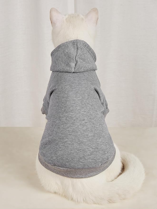QWINEE Basic Dog Hoodie Sweatshirt Puppy Sweater Warm Cat Costumes Pet Clothes for Chihuahua Puppy Kitten Small Medium Dogs Grey and Cadet Blue Large