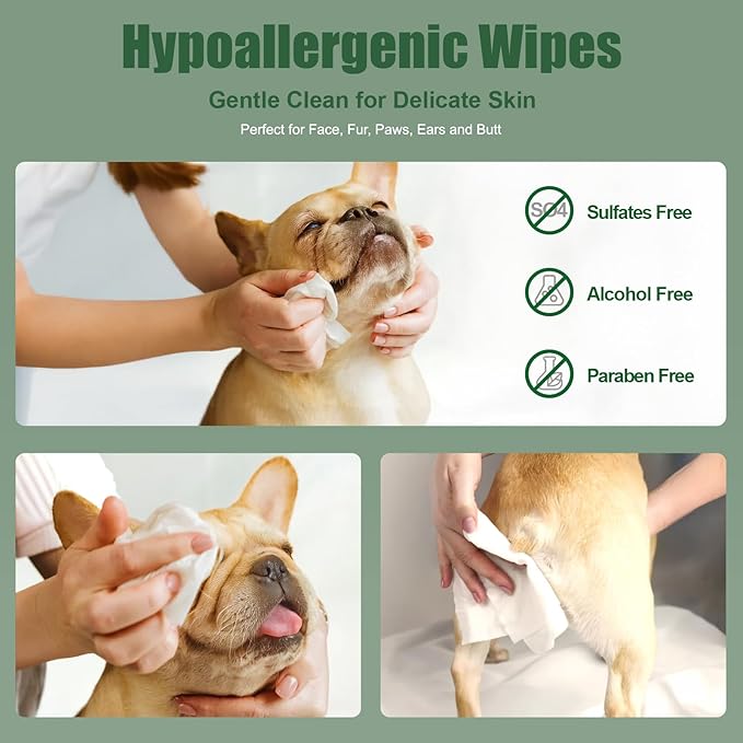 ATIFBOP Dog Wipes for Paws and Bum, Hypoallergenic Pet Grooming Wipes Natural and Gental, 400 Wipes for Cleaning & Grooming Moisturizing Coconut