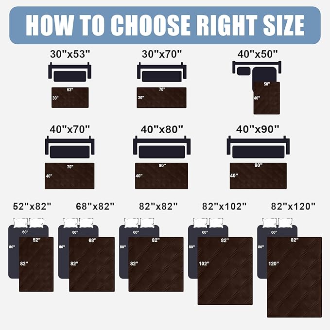Smiry Waterproof Dog Bed Cover Blanket 30x53, Soft Reversible Pet Blanket, Washable Leakproof Cats Dogs Couch Cover for Sofa, Couch, Furniture, Chocolate/Beige