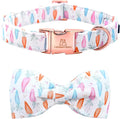 Lionheart glory Easter Dog Collar with Bow Tie Carrot Print Dog Collar Girl or Boy Soft Durable Adjustable Collar Bows Spring Collar Dog Bow for Medium Dogs