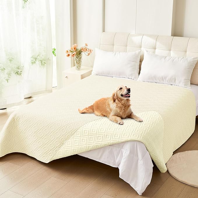 hyha Waterproof Dog Blanket, Soft Dog Bed Cover Pet Blankets, Waterproof Sofa Couch Cover for Dogs Washable, Reversible Pet Couch Covers for Sofa Furniture (68x82 Inch, Beige/Beige)
