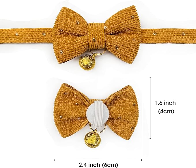 Safety Quick Release Cat Collars, Soft Kitten Collars with Detachable Bow Tie and Bell, Pack of 2, Adjustable 20-30 cm