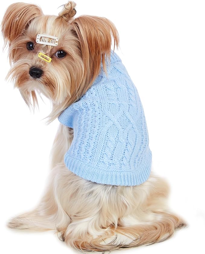 Stretchy Cat Sweater - 17 Colors & 6 Sizes | Snug Winter-Ready Knit for Boy/Girl Cats & Kittens(Blue, Medium)