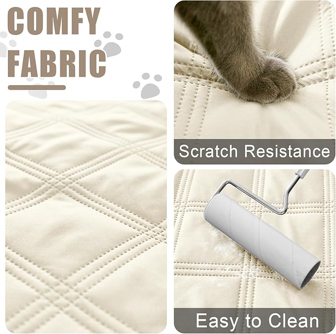 Smiry Waterproof Dog Bed Cover Blanket 30x70, Soft Reversible Pet Blanket, Washable Leakproof Cats Dogs Couch Cover for Sofa, Couch, Furniture, Beige/Beige
