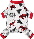 Fitwarm Reindeer Dog Christmas Pajamas, Winter Doggy Clothes for Small Dogs Boy Girl, Fleece Dog Onesie with Feet, Holiday Pet Outfit, Black, White, Red, Medium