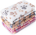 1 Pack 3 Blankets Super Soft Fluffy Premium Fleece Pet Blanket Flannel Paw Printed Throw for Dog Puppy Cat (Small 23x16'', Brown, Pink, White)
