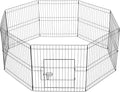 Yaheetech 24 inch Black Metal Pet Playpen 16 Panel Foldable Playpen for Puppy - Outdoor & Indoor with Door - Metal Dog Exercise Pen Barrier Kennel Portable Puppy Fence