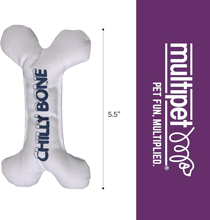 Multipet Chilly Bone Dog Toy - Vanilla-Scented Canvas Freezable Teething Toys - Frozen Toy for Chewing & Playing - Freezable Dog Toys (1 Count, 5.5”)