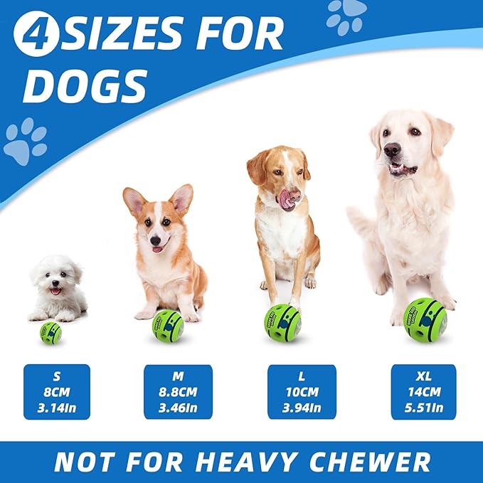Interactive Puzzle Dog Treat Ball, Treat Dispensing Enrichment Dog Toys Ball, M, 3.46 in (8.8 cm)