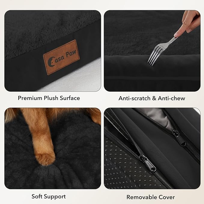 Orthopedic Dog Beds for Extra Large Dogs, Waterproof Egg Crate Foam XL Dog Bed with Sides 45x35Inch, Big Dogs Couch Beds with Removable Washable Cover and Nonskid Bottom, Black