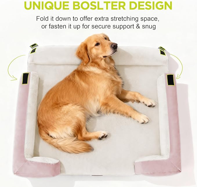 Orthopedic Dog Beds for Large Medium Dogs, Big Waterproof Memory Foam Pet Couch Bed with Removable Washable Cover, Tennis Ball Toy, 36x27