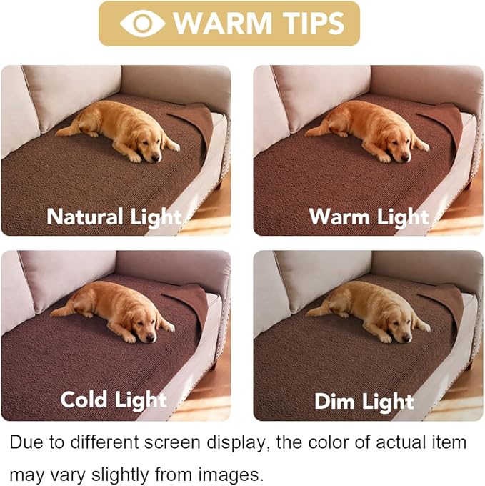 H.VERSAILTEX Non Slip Pet Couch Cover Chenille Dog Bed Protector Thick Soft Sofa Slipcover Pet Friendly Washable Couch Cushion Covers for Pets (30" x 53", Caramel)