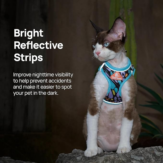 Cat Harness and Leash Set, Step-in Escape Proof Adjustable Vest Harness for Small Medium Large Cats, Lightweight Soft Breathable Reflective Kitten Harness for Walking Travel, Camping(Butterfly, M)