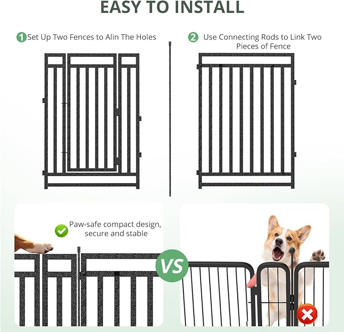 Dog Fence Outdoor for Yard Indoor Dog Playpen 40" Height 32 Panels Portable Dog Pen Metal Dog Kennel for RV Camping(Black-Silver)