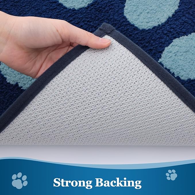 Buganda Dog Door Mat for Muddy Paws, Absorbent Dirt Trapper Washable Indoor Doormats, Non Slip Low-Profile Mud Mat for Dogs, Front Entrance Doormat for Inside Floor (47x24 Inches, Dark Blue)