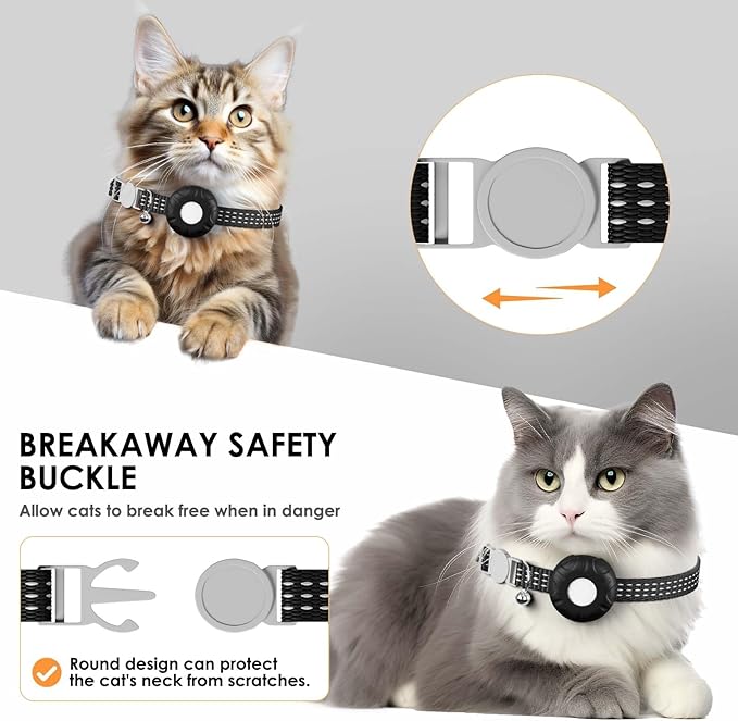 Cat Tracker, GPS Tracker Compatible with Apple Find My App(Only iOS), Waterproof Cat Tracker Collar with Safety Elastic Buckle, No Monthly Fee Pet Tracker, Works with Any Collar