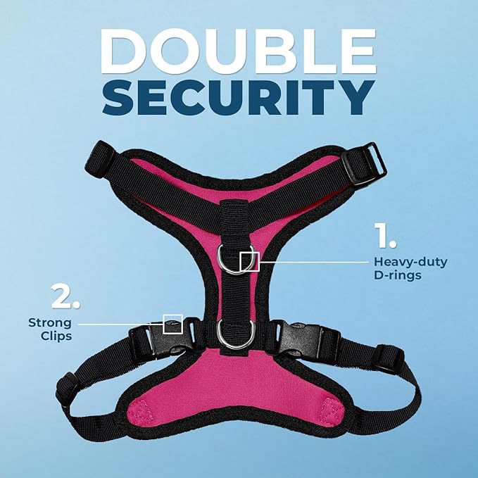 Voyager Step-in Pet Harness - All Weather Mesh, Adjustable Step in Harness for Cats and Dogs by Best Pet Supplies - Fuchsia/Black Trim, S