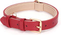 WHIPPY Leather Dog Collar for Small Medium Large Dog Adjustable Soft Breathable Leather Padded Puppy Collar with Alloy Buckle Heavy Duty Waterproof Classic Dog Pet Collar,red,S