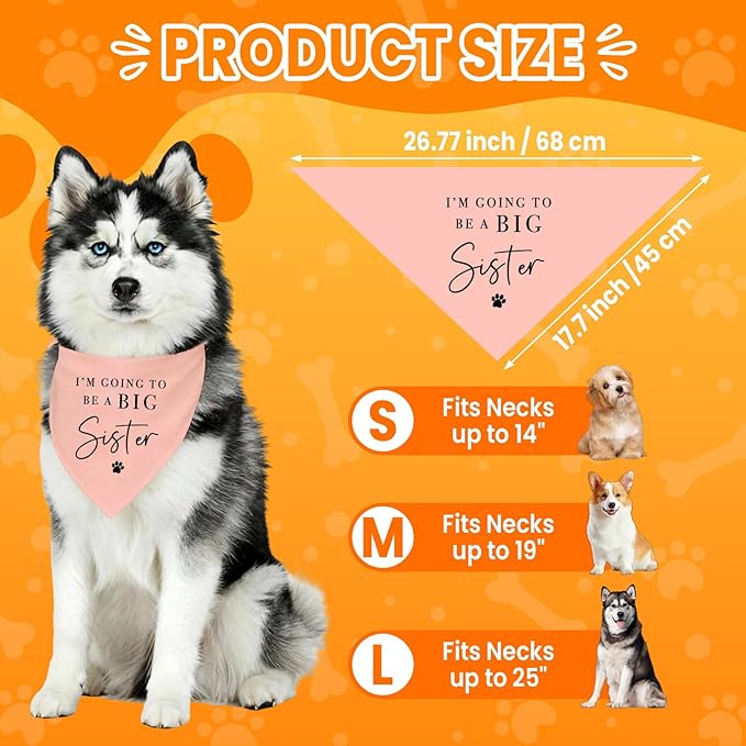 2 Pack Dog Bandanas for Pregnancy Announcement, I'm Going to Be A Big Brother Sister Cute Adjustable Pet Bandana Scarf for Small Medium Large Dogs, Gender Reveal Dogs Accessories (Blue&Pink)