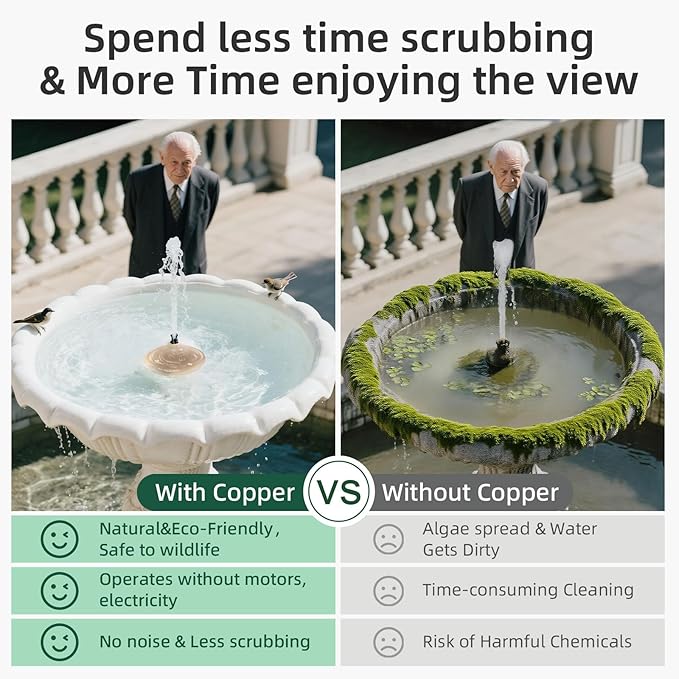 Bird Bath Copper Disk, Pure Copper Bird Bath Purification Disc, Save Cleaning Time, Chemical Free,Safe Natural Solution for Birdbaths Bowls&Waterfall Fountain, Year-Round Use (4 pcs)