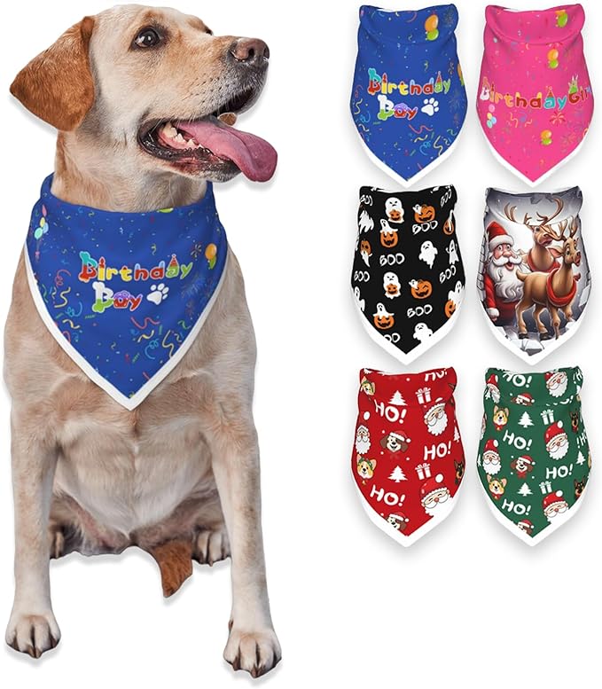 Birthday Dog Bandanas Boy,Blue Reflective Dogs Scarfs for Birthday Party Decorations Supplies for Dogs Pet Accessories,Cat Dogs Triangle Pet Scarves for Small Dogs Outfit,S