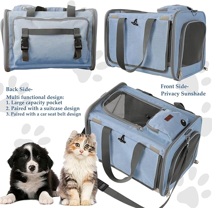 Soft Cats Carrier for Small Dogs Carriers Airline Approved Puppy Travel Bag Softsides Puppy Carry,Soft-Sided,Pets Small Animals Rabbits Bunny Outdoor (Blue2)