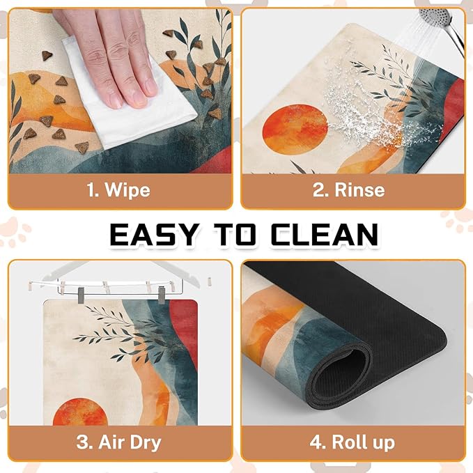 Absorbent Pet Dog Bowl Mat for Food and Water, Pet Cat Food Feeding Mat with Non Slip Rubber Backing, Dog Food Mats for Floors Waterproof, 16"x24"
