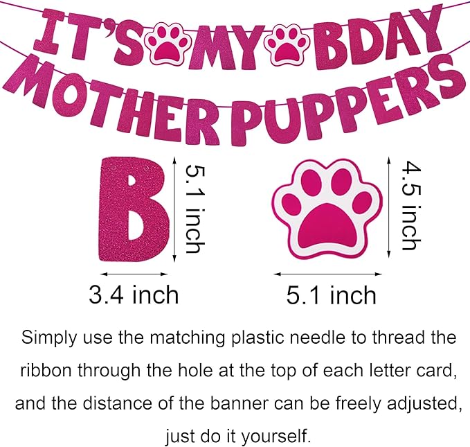 Dog Birthday Decorations, Multi Sizes Dog Birthday Bandana Girl Dog Birthday Hat Crown Bow Tie Birthday Numbers It’s My Bday Mother Puppers Sign Banner for Small Dogs Pets (Pink, Small)