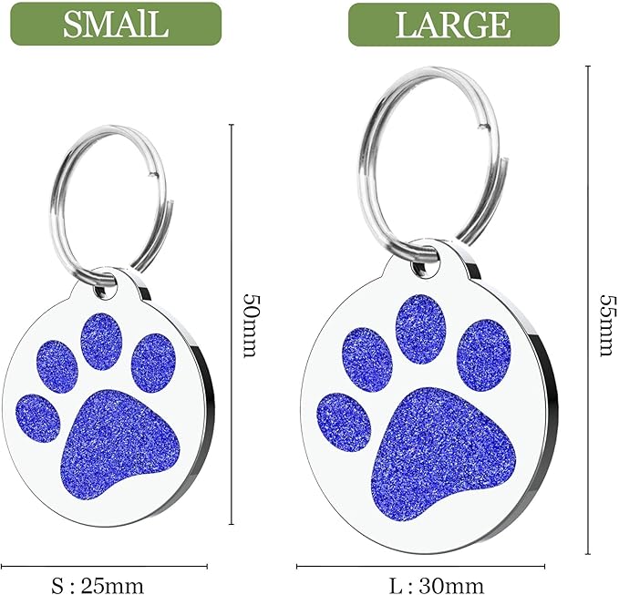 Dog Tags Personalized for Pets Dog Name Tags Personalized Dog Tag Engraved with Any Name & Text Custom Dog ID Tags Glitter Bone ID Tag for Puppy Cat (Pink-Round, L)