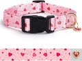 Love Pattern Dog Collar with Buckle Adjustable Safety Nylon Collars for Small Medium Large Dogs, Cute Stylish Girl Boy Christmas Dog Collar(Pink Heart,M)