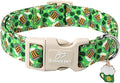 St Patricks Day Dog Collar for Medium Dogs - Green Beer Shamrock Dog Collars for Boys&Girls Dogs, Adjustable Irish Clover Puppy Collar with Quick Release Buckle M
