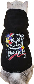 QWINEE Cartoon Bear Print Cat Hoodie Breathable Stretchy Sweatshirts with Hat Warm Cat Clothes for Small Medium Large Cats Dogs Multicolor S