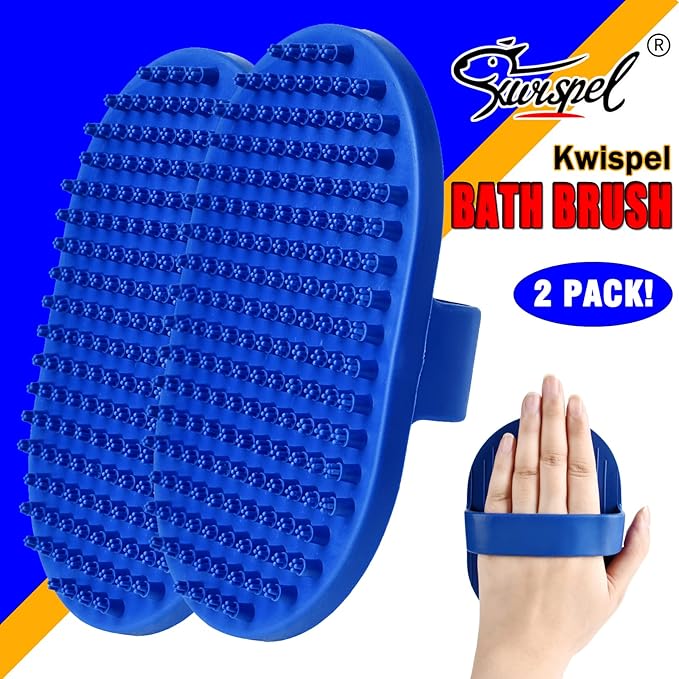 Dog Grooming Brush, Dog Shampoo Bath Brush Shedding Soothing Massage Rubber Comb for Long Short Haired Dogs and Cats 2pcs